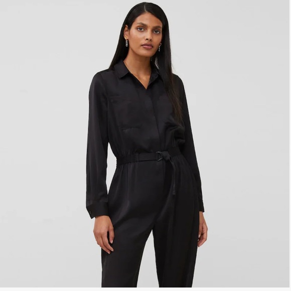 NWT French Connection Enid Solid Satin Jumpsuit - Picture 3 of 4